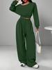 [Spot] 2025 new product explosion European and American casual suit solid color sweater women's one-word collar off the shoulder loose knitting