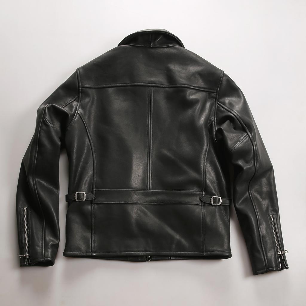 Casual Vintage Ami Kaji Leather Jacket Men's Lapel Vegetable Tanned Goat Leather Jacket