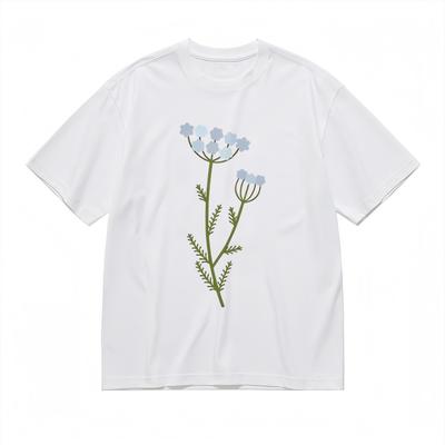 Women's Comfortable Breathable Classic T-ShirtMinimalist Blue Floral Tee