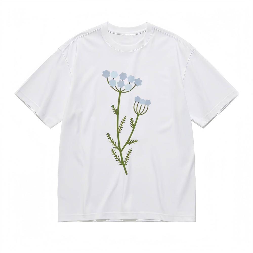 

Men s Comfortable Breathable Classic T-Shirt Minimalist Blue Floral Cotton Tee XL