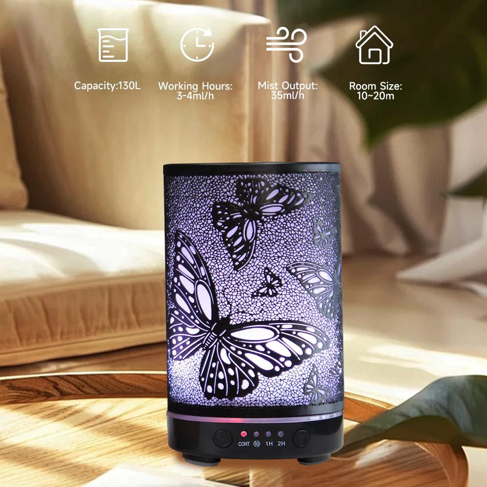 100ml Scent Diffuser Timing Function Colorful Butterfly Electronic Ultrasonic Air Humidifier Mist Maker with LED Night Lights