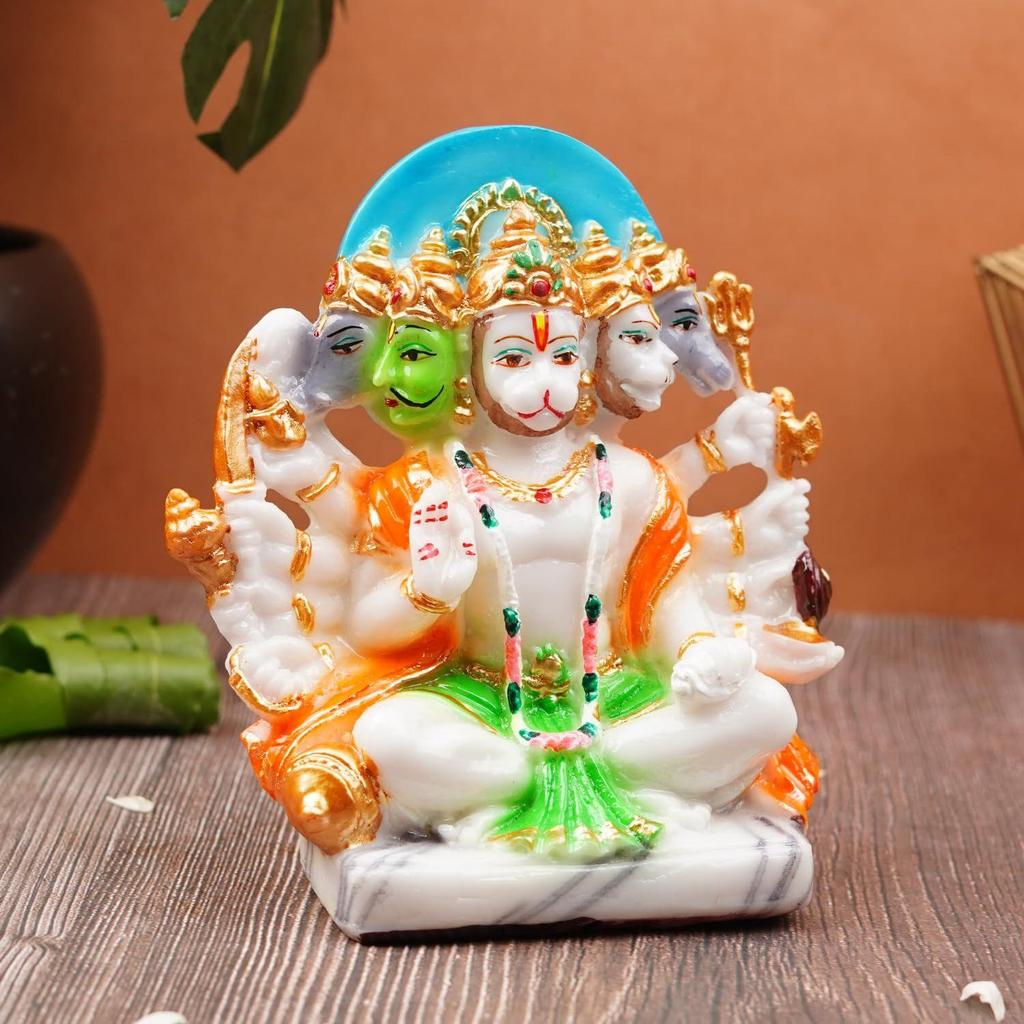 Panchmukhi Hanuman Ji Murti | Statue for Home Decor, Gifting, Protection from Evil Eye, 15.2 (Multi), Religious