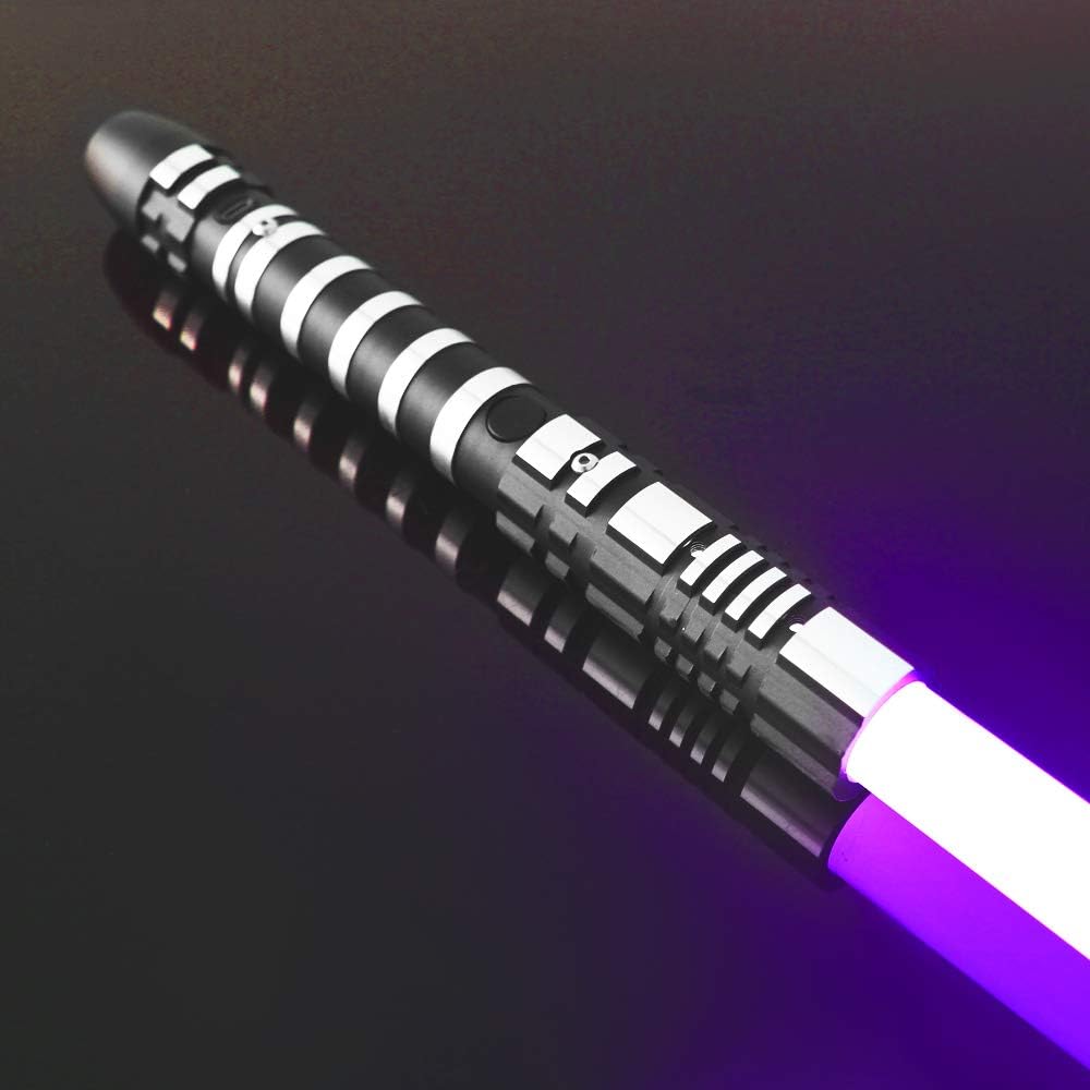 YDD Ghost Premium Force FX Black Series Lichtschwert mit LED-Licht und Metall-Aluminium-Griff für realistische Erwachsene, kampfbereit (lila)