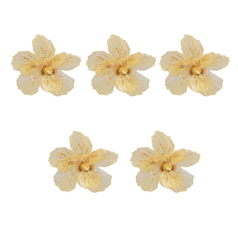 

Enchanting 5Pcs Christmas Flowers Glistening Decorations for a Warm Yuletide Celebration Home Christmas Embellishments 1 золотой