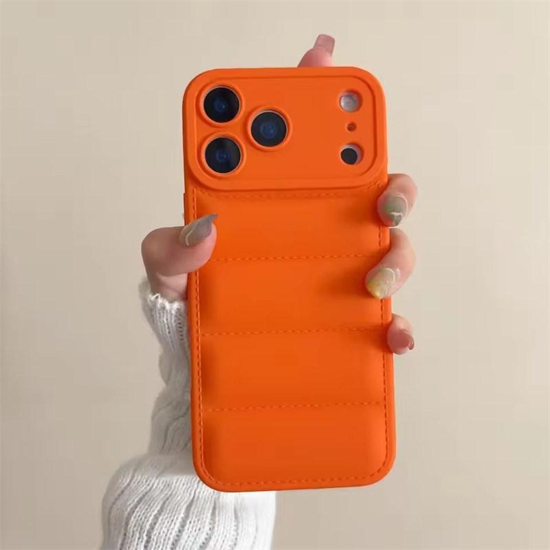 Luxury Down Jacket Silicone Shockproof Case For iPhone 17 Air 16 E 15 Plus 14 13 12 11 Pro Max Winter Colorful Soft Puffer Cover