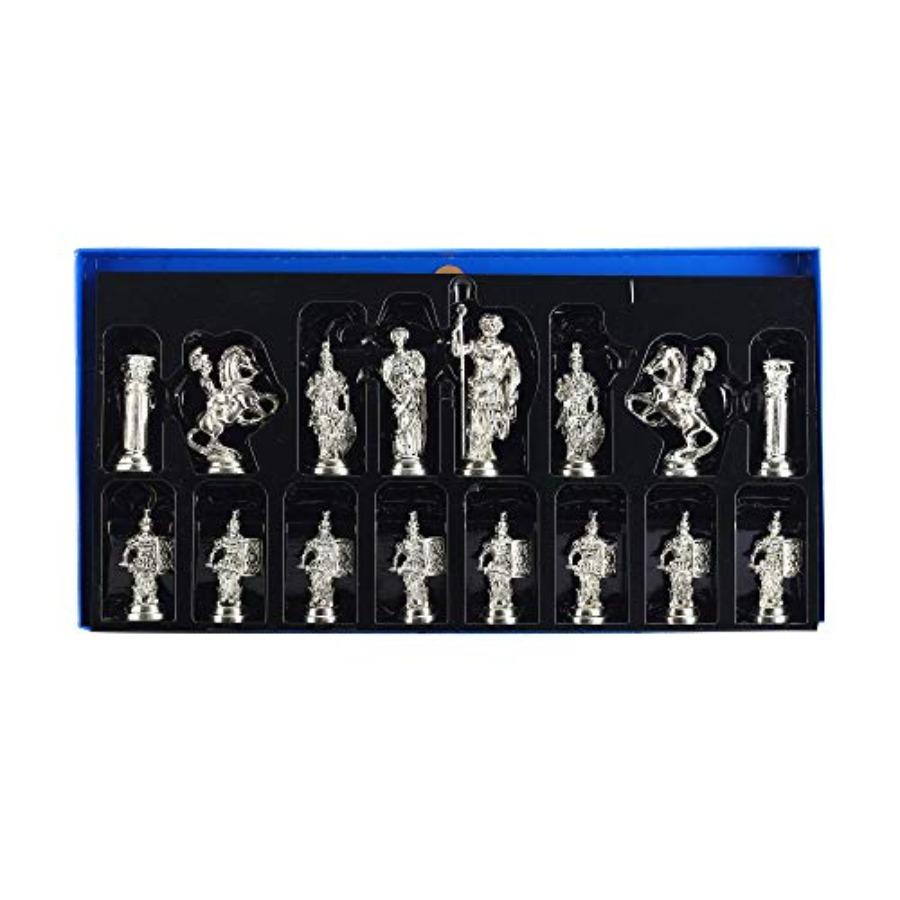 

Historical Handmade Rome Figures Metal Chess Pieces Big Size King 4 Inches for Collectors and Decorative Display in Classic Anc United States