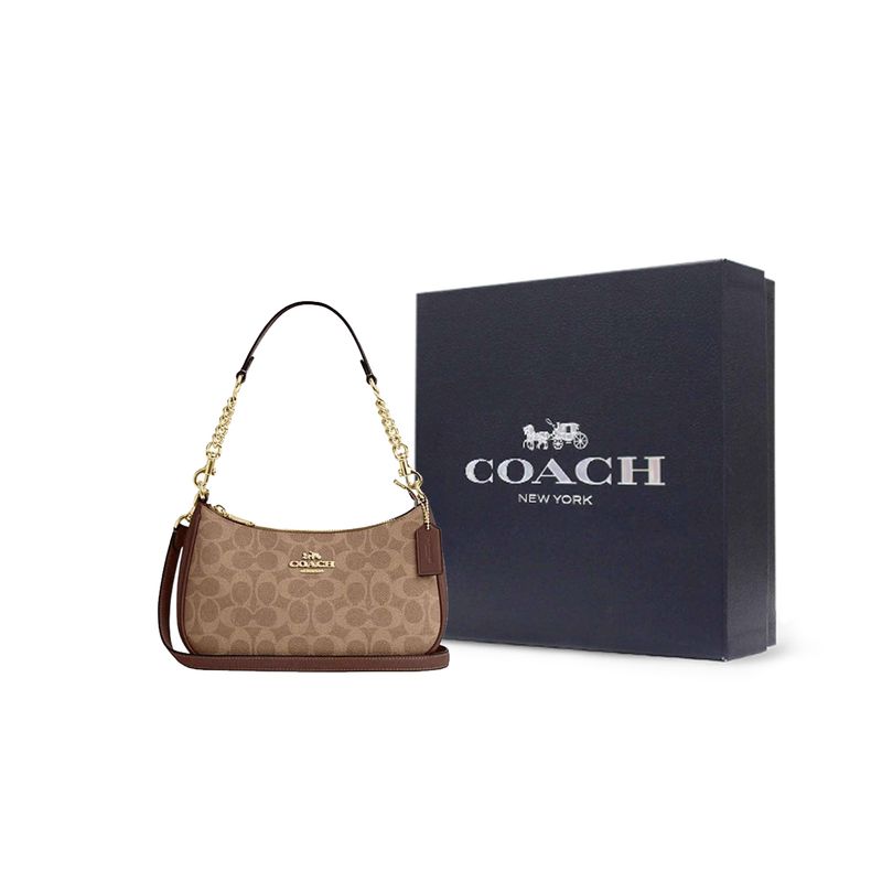 Coach Teri 24 Klassische Monogramm-Logo-Umhängetasche Damen-Umhängetasche Khaki CV933-IMXHE