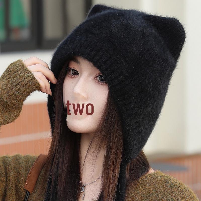 Women's Fuzzy Cat Ears Velvet Winter Hat - Warm, Knitted, Outdoor Lei Feng Style