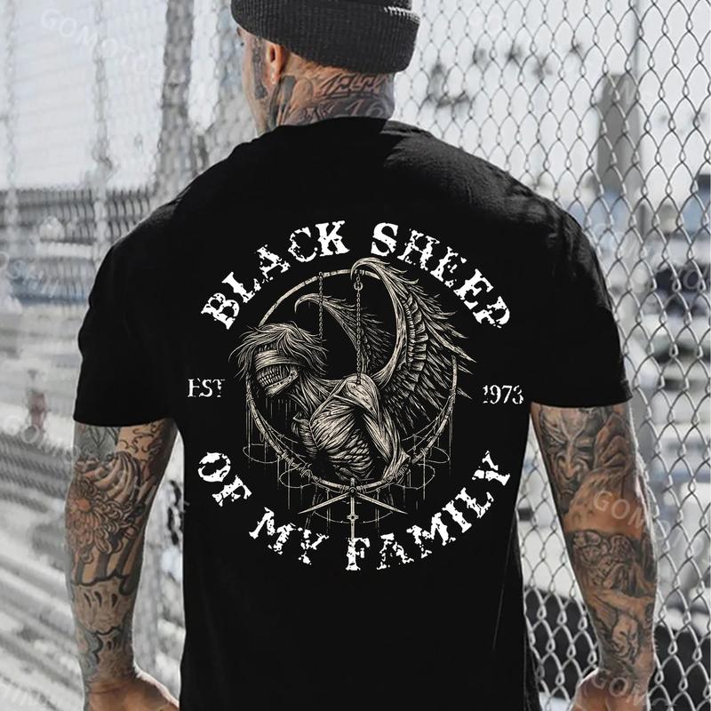 

BLACK SHEEP OF MY FAMILY Blindfolded Devil Print Unisex T-Shirt XXL