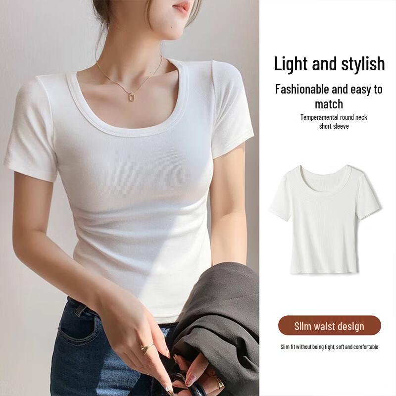 Women's Ribbed Slim Fit Short Sleeve T-Shirt
