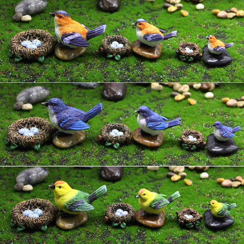 4Pcs Mini Bird Figure Model Cartoon Resin Crafts Diy Plant Bonsai Figurines Fairy Garden Dollhouse Miniatures Decor