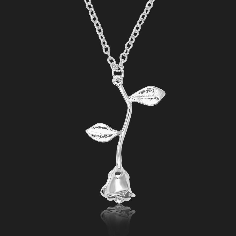ZRM 3D Rose Anheng Halskjede Tilpasset Charm Halskjede Siste Rose Blomst Skjønnheten og Udyret Rose Blomst Halskjede