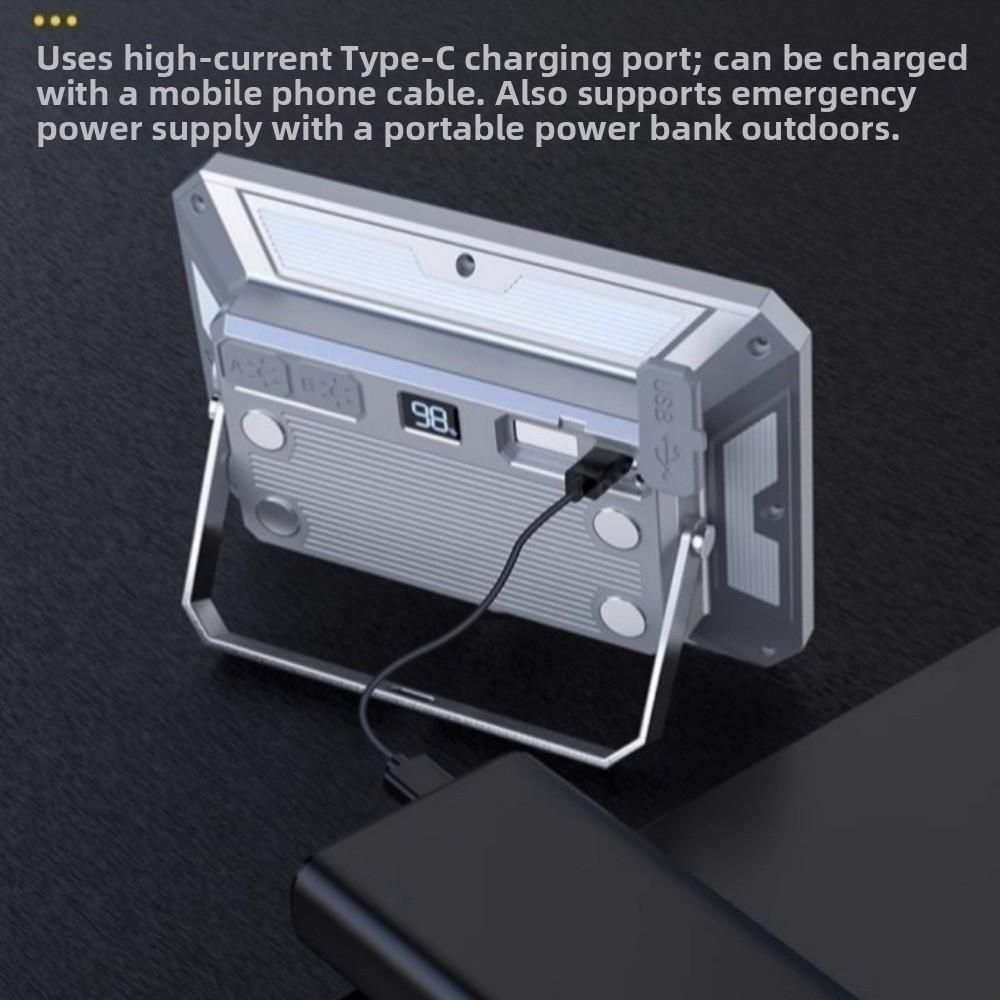 High Power LED Camping Light 50W Long Battery Life Rechargeable Searchlight Type-C Fast Charging Magnetic Base