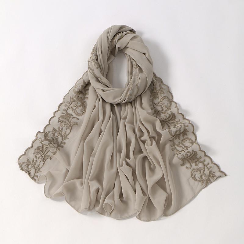 

Elegant Women Chiffon Beach Silk Scarf Solid Embroidery Wrap Shawl Lady Sunscreen Bandanas Hijab Scarve Pareo Headscarf Casual One Size& 8Y