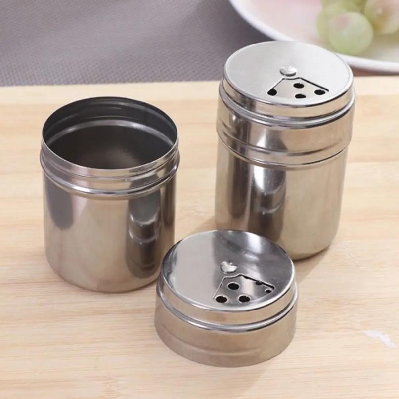 Multi-purpose Stainless Steel Seasoning Jar Salt Sugar Bottle Rotating Cover Spice Pepper Shaker Spice Jar Kitchen Gadgets