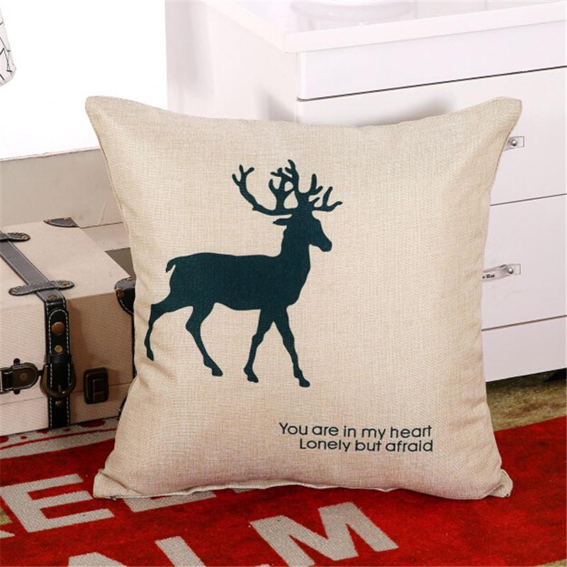 45x45cm Baumwoll-Leinen Sofakissenbezug Vintage Cartoon Tier Blume Bedruckt Wohnzimmer Dekorative Kissenhülle