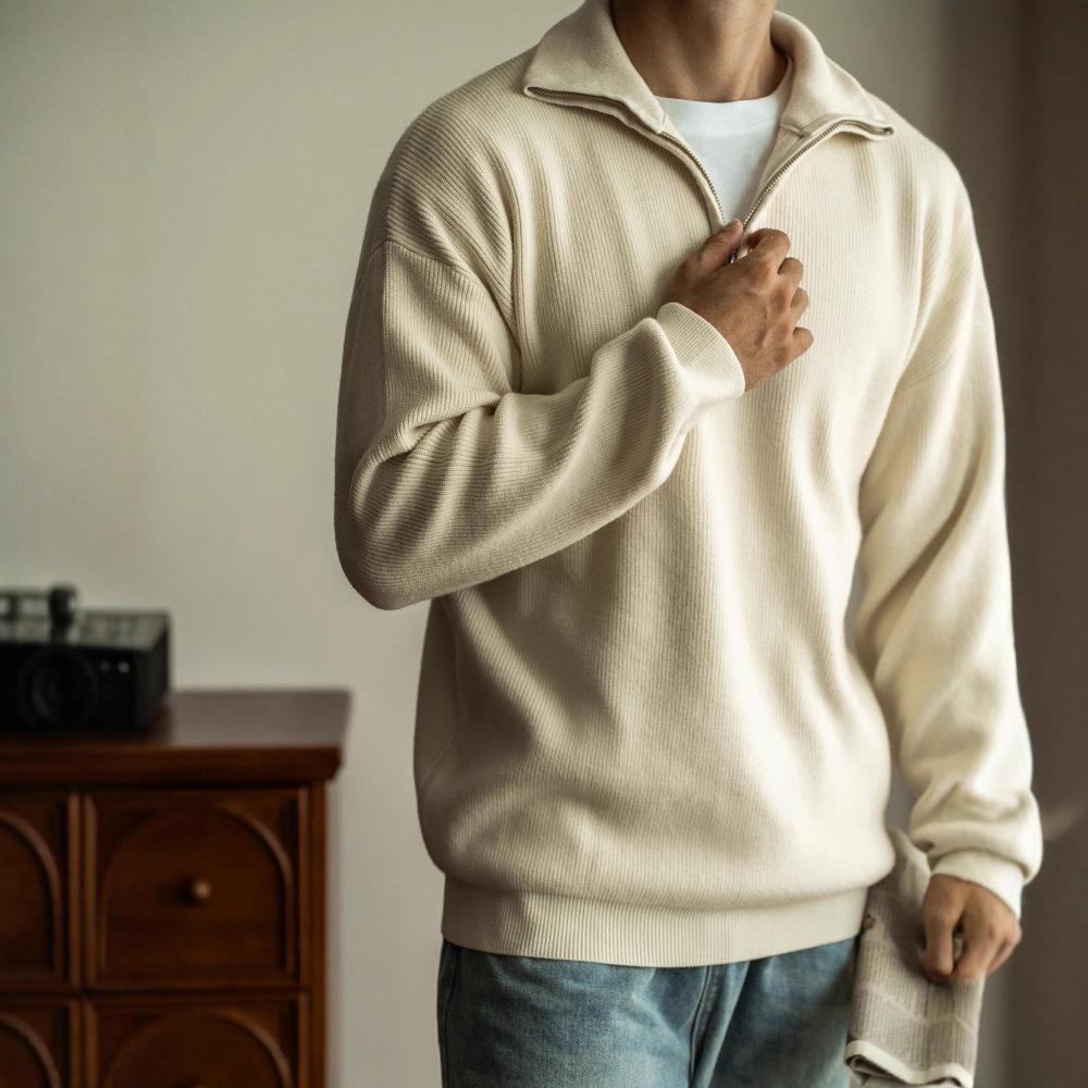 Men's 2025 Autumn/Winter Half-Zip Stand Collar Knit Sweater