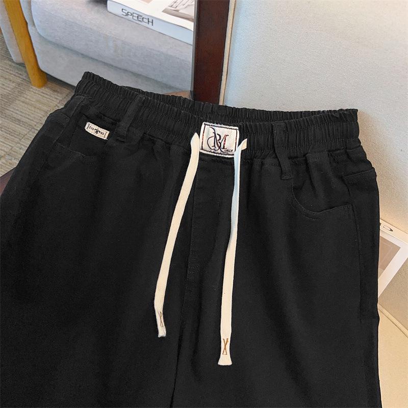 Super Size High Waist Plus Size Loose Work Jeans - Summer 5-Point Pants