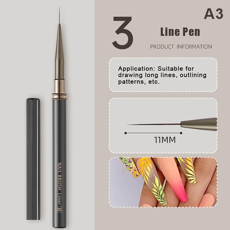1Pcs Metal Handle Nail Art Liner Pen Painting Brush Drawing Brush Stripe Flower Painting Pen UV Gel Brush Nail Art Construction