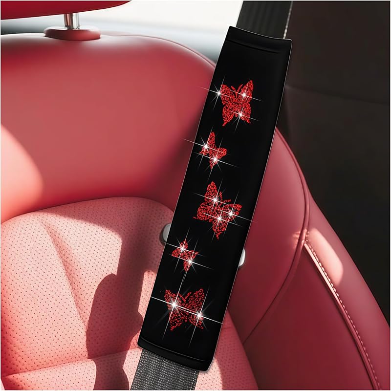 2PCS Car Seat Belt Covers, Polyester Fiber Vehicle Seatbelt Cushion Pad Protector, Automotive Safe Strap Cover Pad Help Protect Neck And Shoulder,