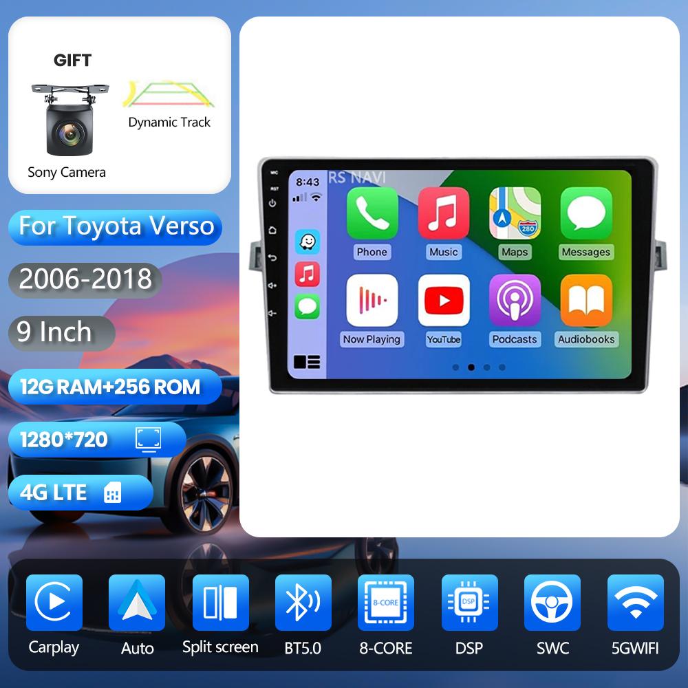 Android 16 for Toyota Verso 2010 2011 2012 2013 2014 2015 2016 Carplay Auto Stereo Video BT Video Autoradio App Control WIFI+4G
