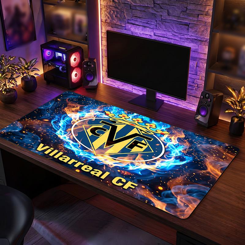 Villarreal FC Theme Pattern Mouse Pad, Soccer Logo Design XXL Gaming Desk Mat Non-Slip Computer Mouse Pad