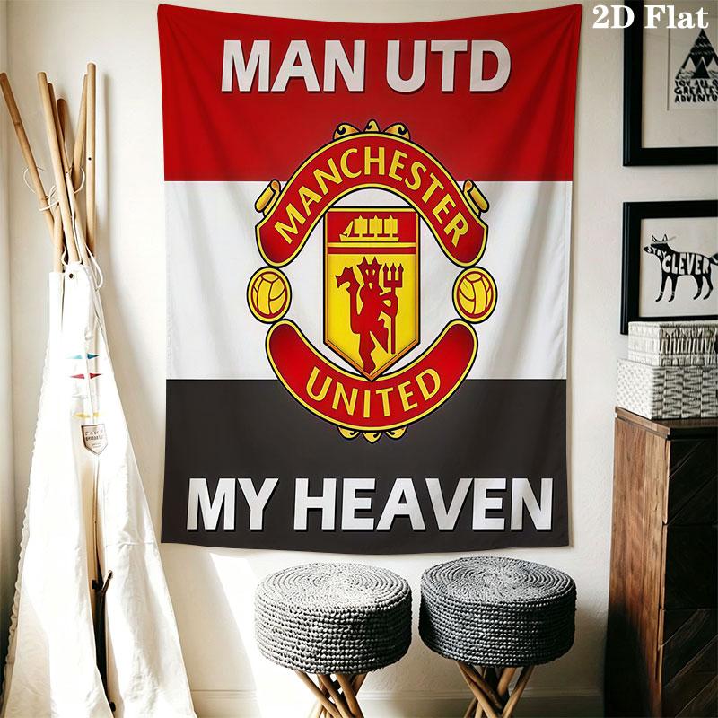 Man Utd N Wall Hanging Printed Fabric Blanket Decorative Tapestries for Bedroom Living Room Home Decor