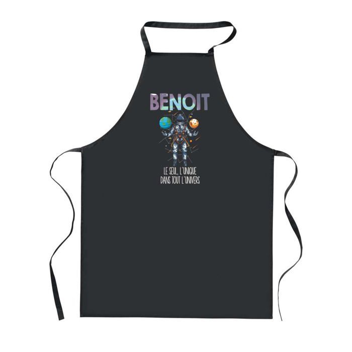 Tablier de cuisine - PLANETEE - Benoit Unique dans l'Univers - Noir - Motif Bretonne - 90x60 cm