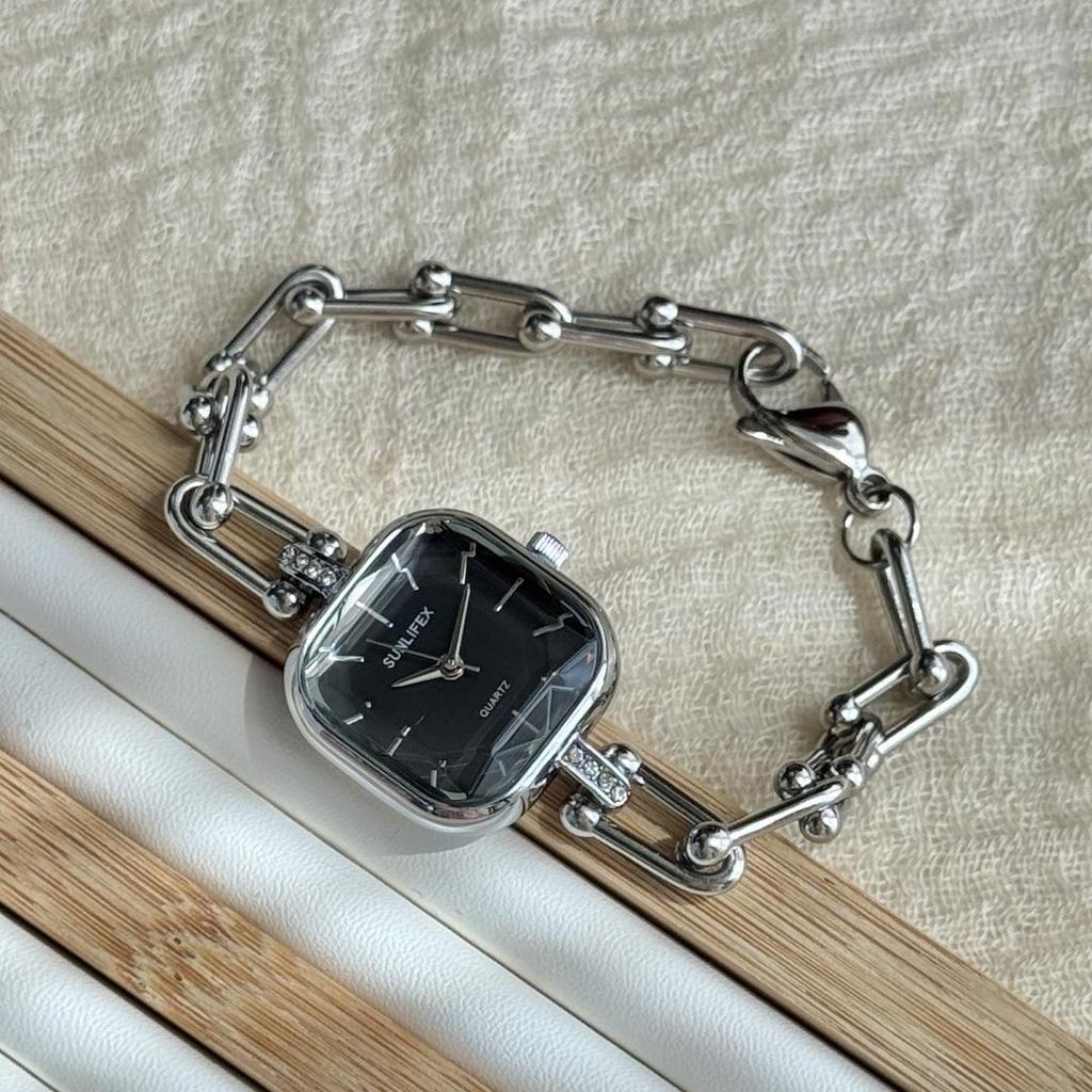 Ceas brățară cu lanț pătrat aur vintage pentru femei SUNLIFEX