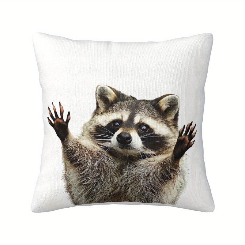 Cute Raccoon Animal Pillow Cover Funny Wildlife Print Cushion Case for Living Room Sofa Car Home Decor Gift xcm 40x40cm