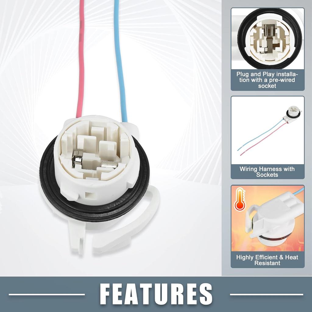 Car Light Socket Wire Harness Pigtail Socket 19258649 LS94 645-607 Daytime Running Lights Turn Signal Lamp Brake Light Socket for 3157 4114 4157