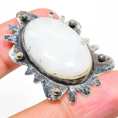 Natural Rainbow Moonstone Gemstone 925 Sterling Silver Pendant 1.77" p0O24