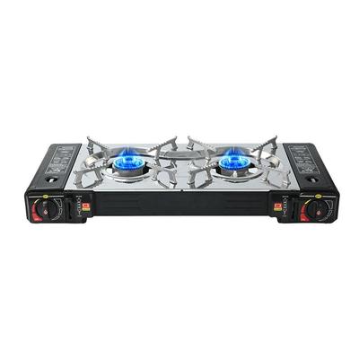 Double Burner Gas Stove Portable Camping Cassette Furnace Kitchen Double Stove Cooktop Outdoor Camping Picnic Cooker Accessories