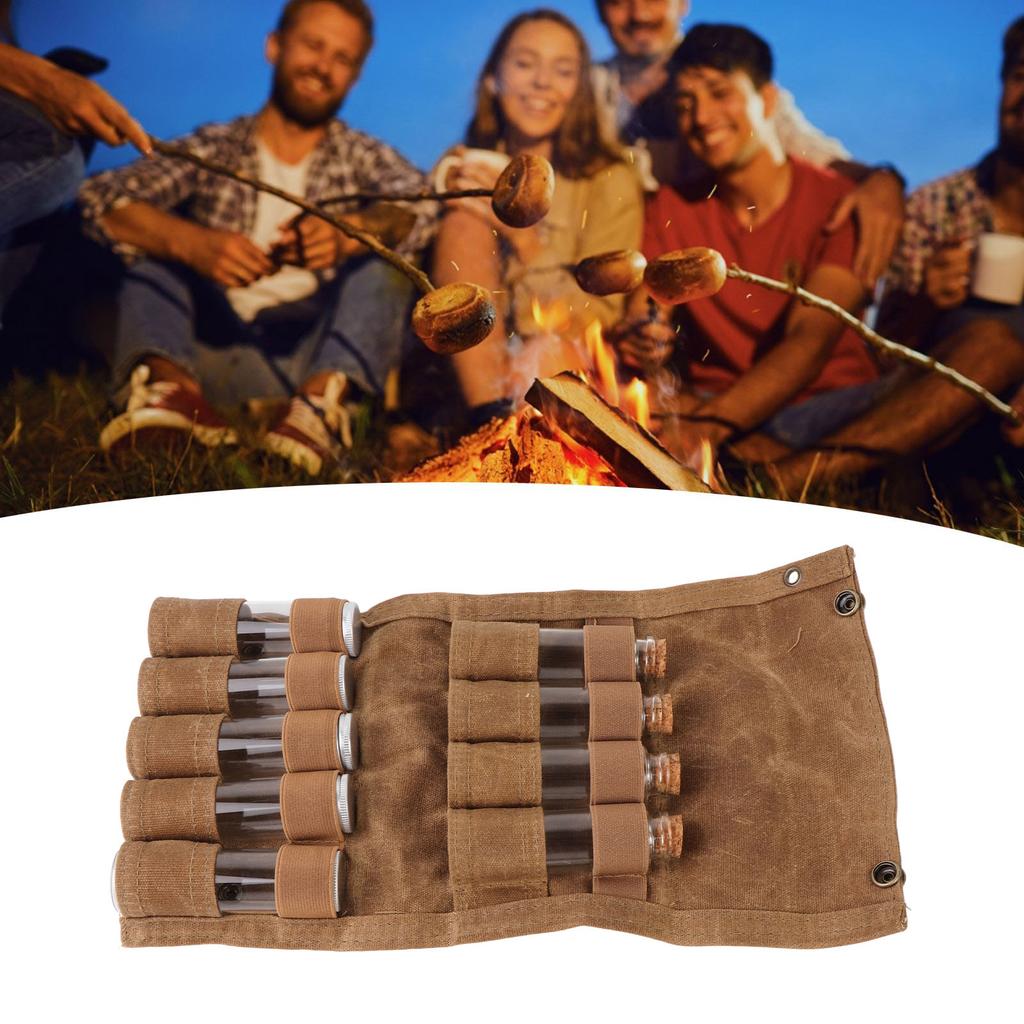 Portable Spice Bag Multipurpose   Ssoning Storage Bag with 9 Spice Jars for Outdoor Camping Travel