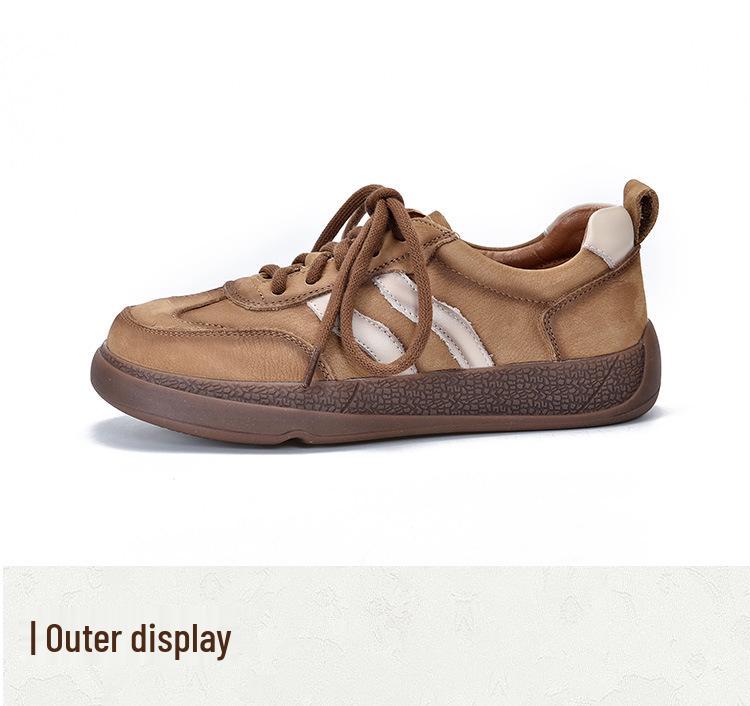 2025 Women's Genuine Leather Sporty Flats: Versatile Low-Top Trainers for Casual, Four-Season Wear