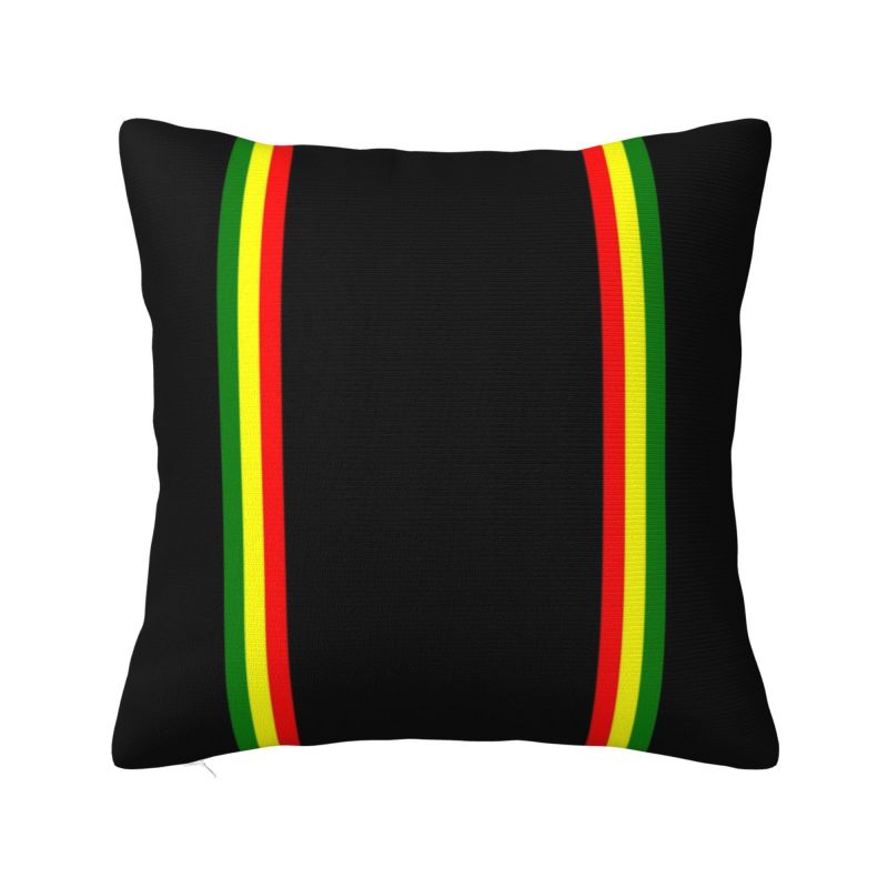 Helenal Unisex Custom Nordic Reggae Rasta Stripe Colors Pattern Cushion Cover For Sofa Polyester Jamaican Jamaica Proud Throw Pillow Case