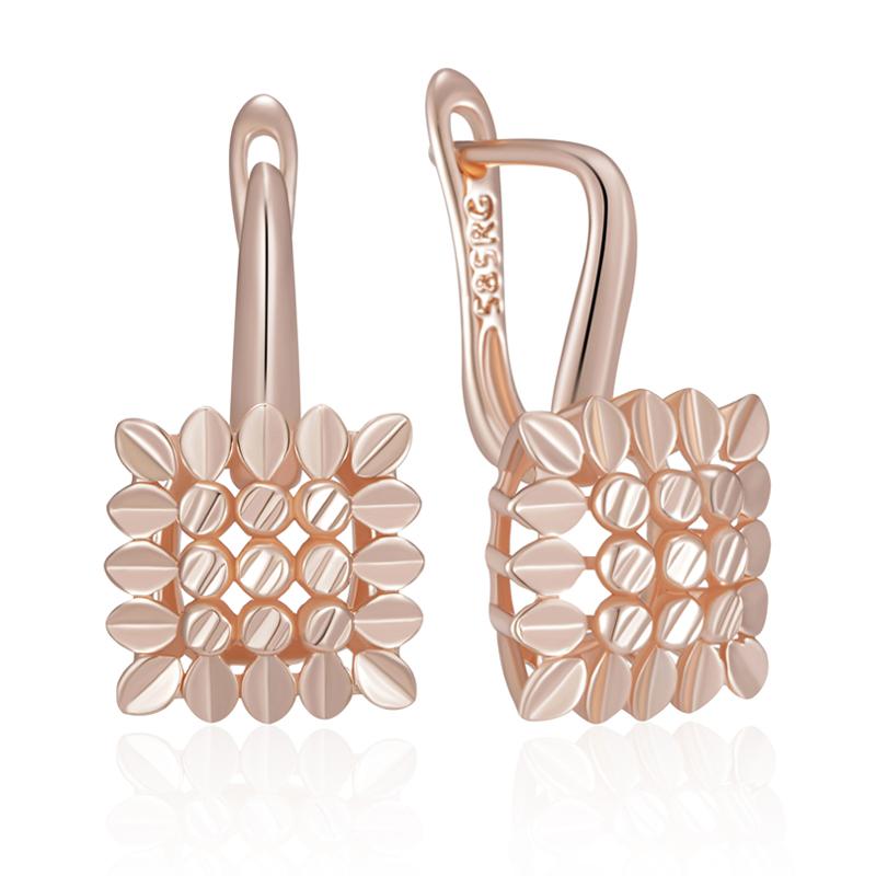 

Квадратные глянцевые серьги-подвески цвета розового золота для женщин, креативные полые этнические свадебные винтажные украшения в виде цветка