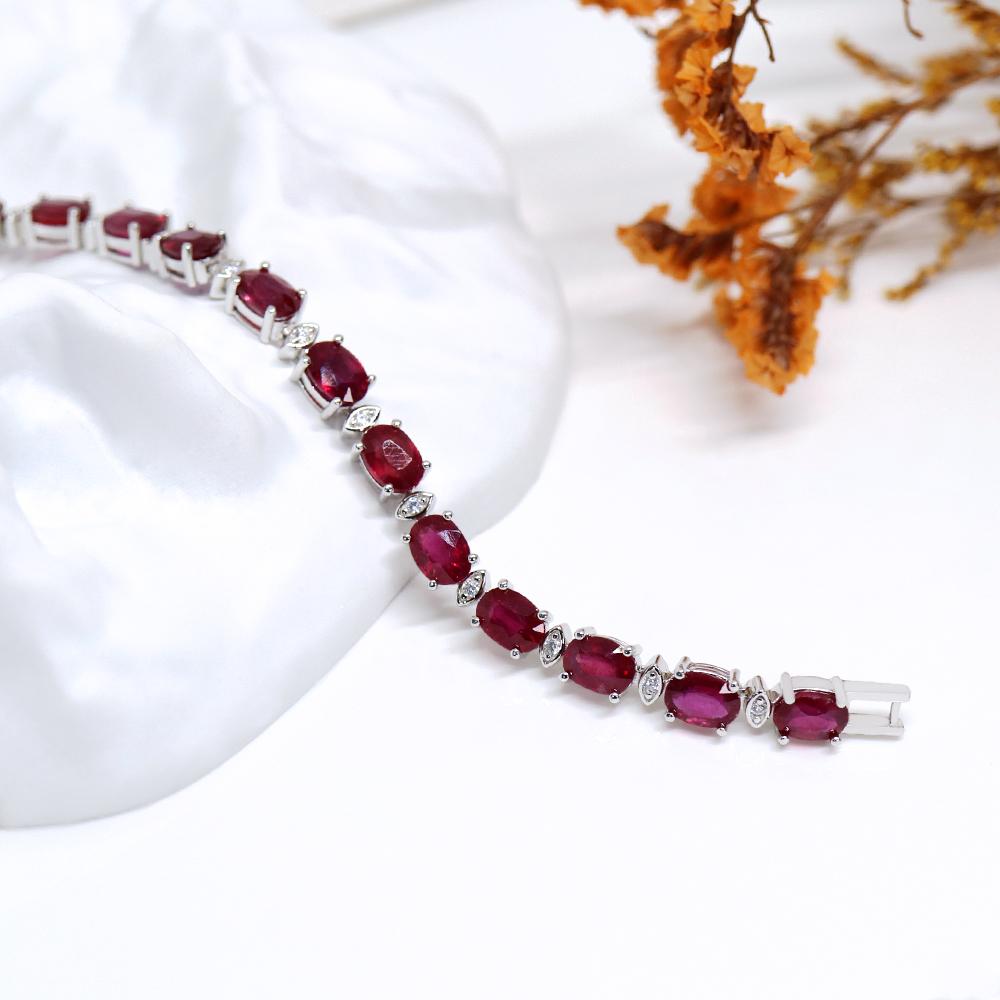 True Gemstone Natural Filled Ruby Bracelet Noble Elegant Feminine 925 Sterling Silver Fine Jewelry Anniversary & Wedding Gift