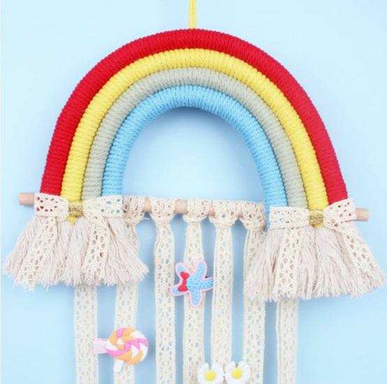 Rainbow Lace Hairpin & Headband Organizer for Kids' Room Decor