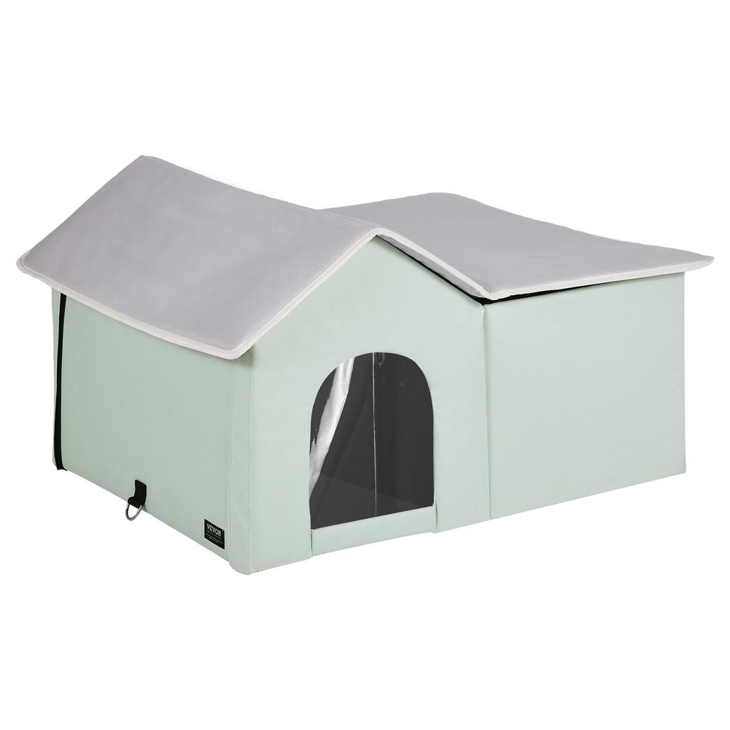 VEVOR Heated Cat House, Outdoor Kitty Shelter with Adjustable Temperature and Timer