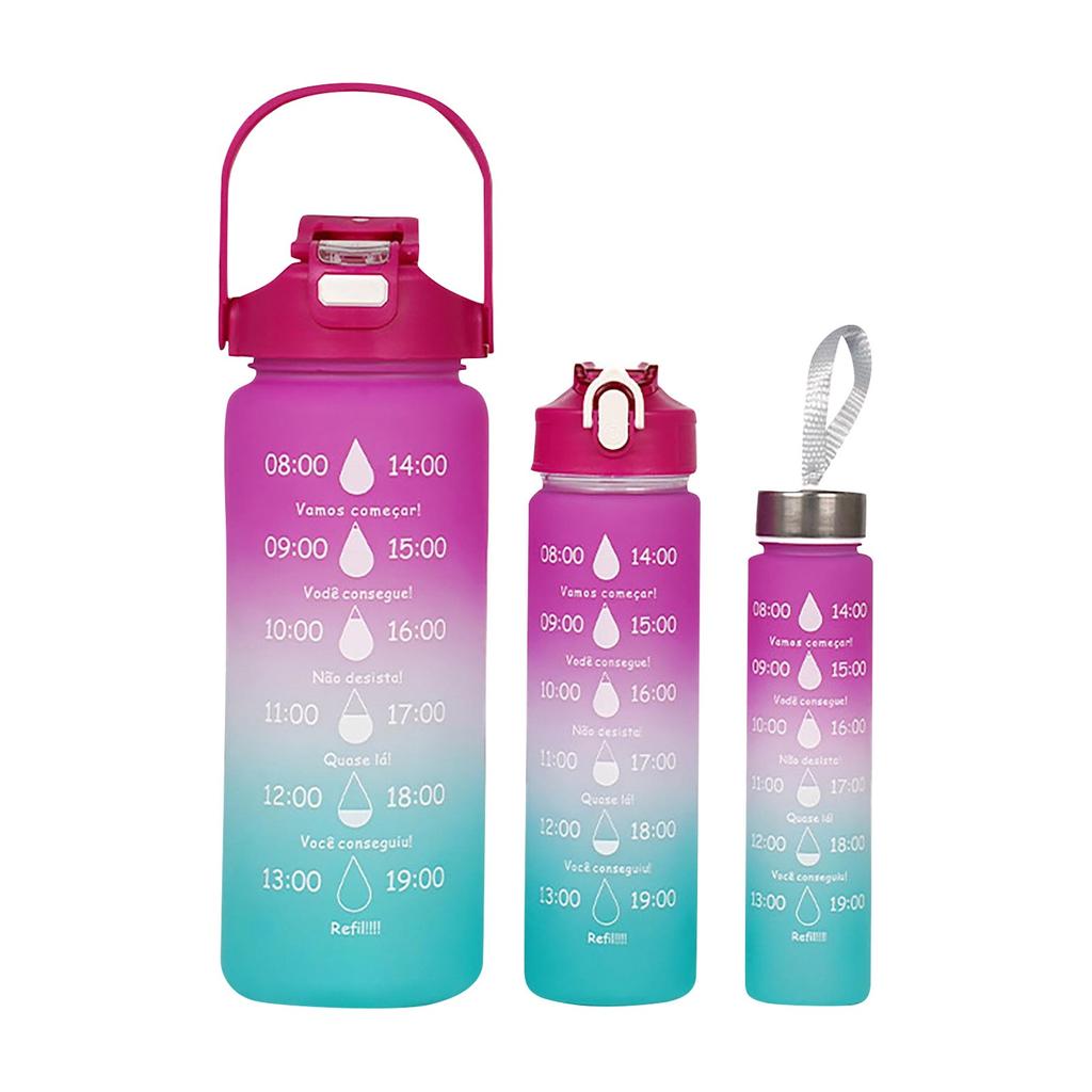 3-teiliges Set mit Farbverlauf-Plastikbechern, große Kapazität, Sport-Wasserflasche für den Außenbereich, Reise-Fitnessstudio, Fitness, Student, tragbarer Becher