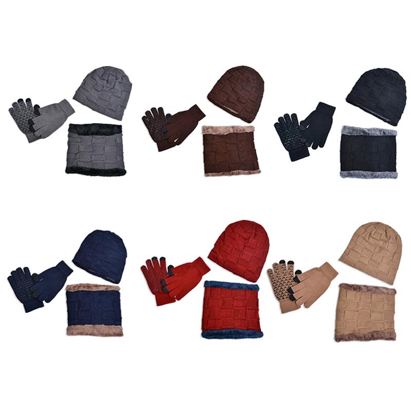 3Pcs Kids Winter Hat Scarf Gloves Set Plush Lining Children Beanie Neck Warmer Non-slip Gloves Kids Cap Set for Girls Boys