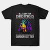 Tudo o que Quero para o Natal é Gordon Setter Camiseta Divertida para Amantes de Cães 100% Algodão Gola Redonda Manga Curta Casual Camiseta Masculina