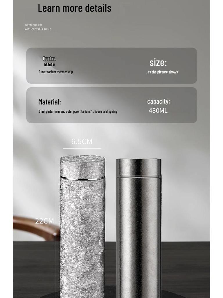 Premium Stainless Steel & Titanium Insulated Tea Infuser Cup, Double-Layer, Large Capacity, Portable for Car Use