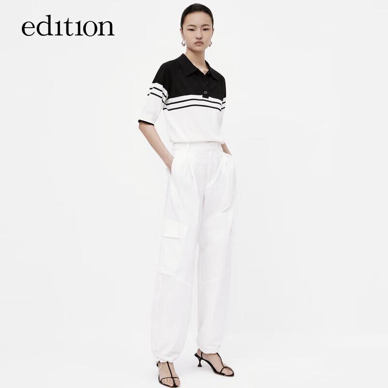 Edition Women's Color-Block Polo Knit Short-Sleeve Top