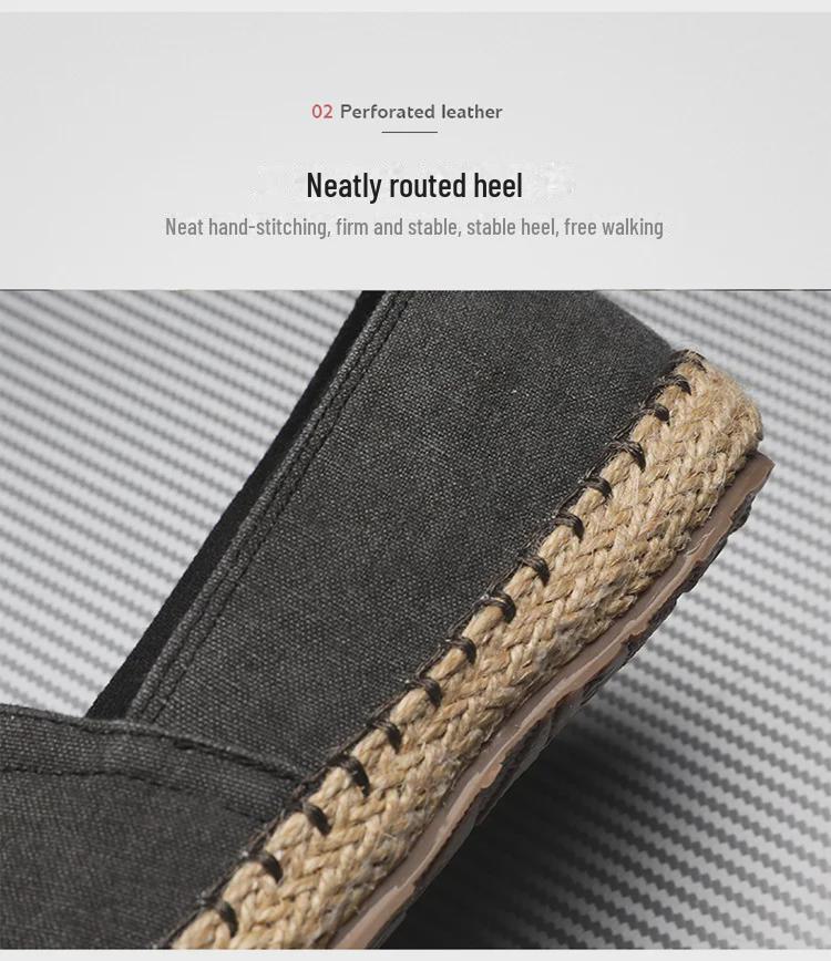 Pantofi casual de vară pentru bărbați, stil chinezesc, din in, slip-on