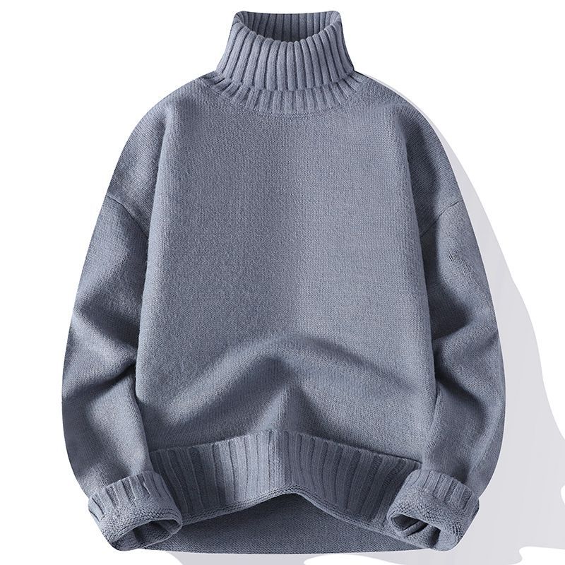 Maglione Collo Alto Uomo Pullover Casual Monocolore Lavorato a Maglia Nero Moda Autunno Inverno Abbigliamento Uomo Maglione Uomo