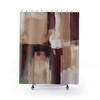 Boho Shower Curtain | Abstract Burgundy Wine Red, Beige Bath Curtain | Minimalist Modern Bathroom, Apartment Home Decor