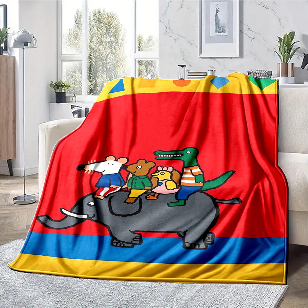 Maisy Mouse Theme Printed Blanket - Perfect for Couch, Bed, Travel & Outdoor Use | Machine Washable, Cozy & Durable.