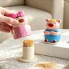 Toothpick Box with Dust-Proof Piggy Cover Large Capacity Hygienic Storage Container Moisture-Proof Cute Piglet Design Toothpick Holder